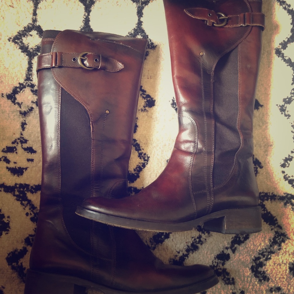 Brown leather riding boots